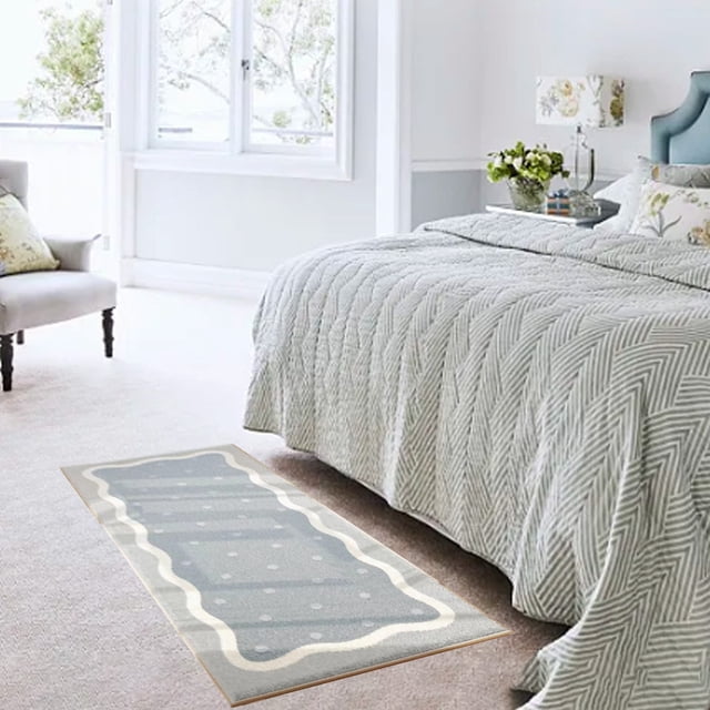 Cagogo under $5 Fluffy Bedroom Rug, Soft Flocking Bedroom Area Rug, High Pile Non Slip Bedside Carpet, Plush Floor Rug for Living Room, Machine Washable Bedroom Floor Mat