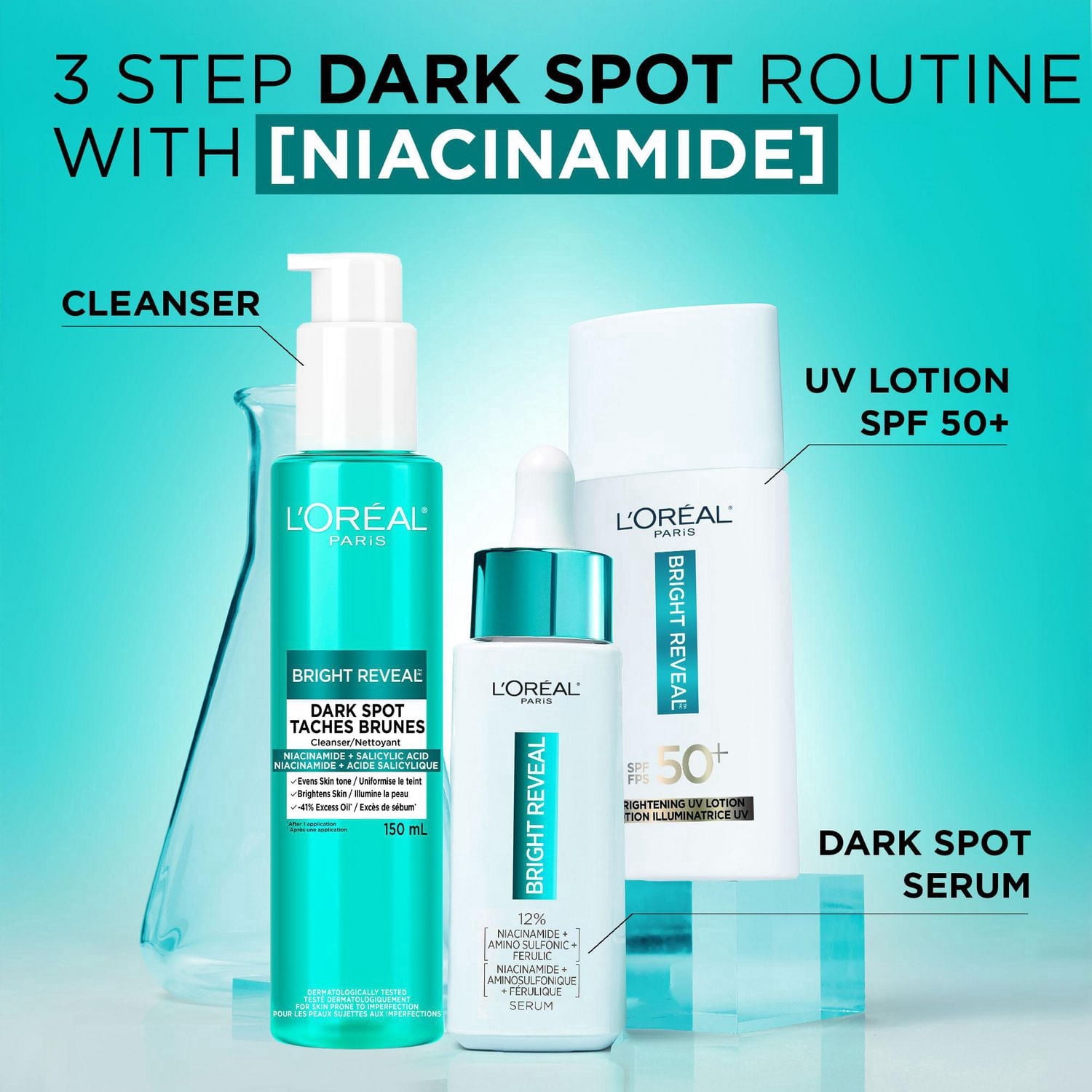 L'Oréal Paris Bright Reveal Nettoyant visage pour taches brunes, 150ml