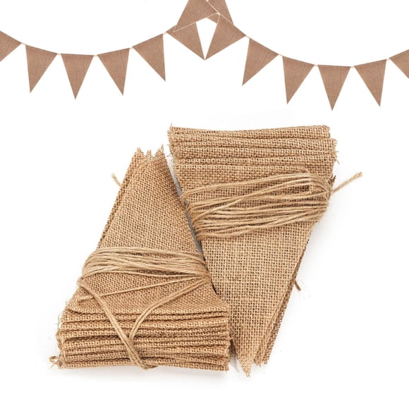 DAHI Bunting Pack of 2 Vintage Bunting Banner Bunting Garland with 48 Triangular Flags for Wedding Party (Brown)