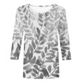thumbnail image 4 of Jsaierl Automne Manches 3/4 Hauts pour Femmes Décontractés Col Rond Chemises Mode Imprimées T-Shirts Confortables Légers 2024 Blouses pour Dames, 4 of 5