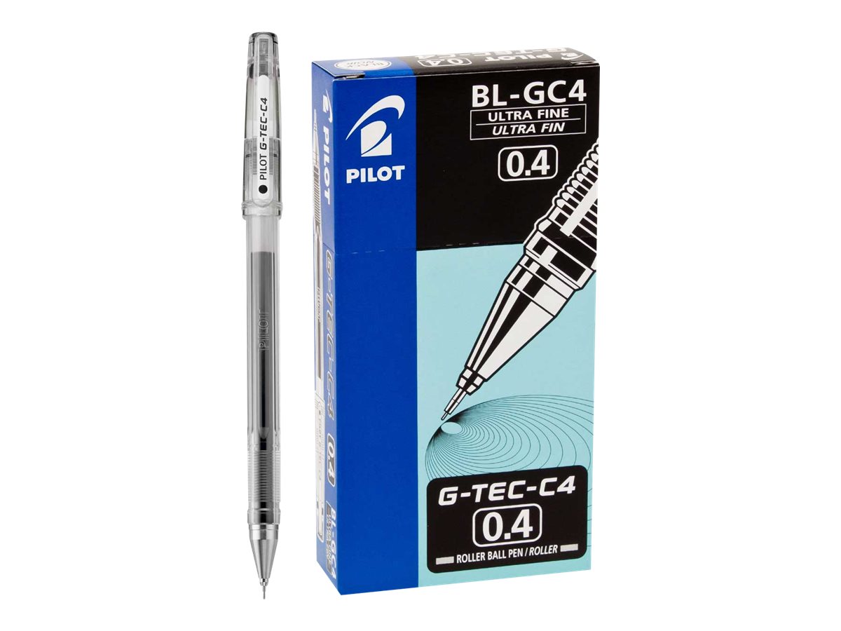 Pilot G-TEC-C Rollerball Pen, Ultra Fine Point, 0.4 mm, Black Ink, 12 Pack