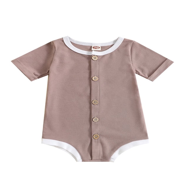 Bébé Filles Garçons Casual Romper Manches Courtes Boutons Combinaisons Tops