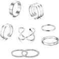 thumbnail image 3 of ORUYROP 3-10 Pcs Knuckle Rings Set Stainless Steel Ring Simple Smooth Finger Stackable Rings Set for Women Plain Band Rings, 3 of 7