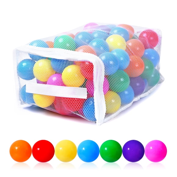 PlayMaty Balles de Fosse à Balles - Sans Phtalates Sans BPA Balles de Piscine en Plastique Coloré pour Enfants Jouets Amusants 100 Pcs pour Tout-Petits et Bébés Tente de Jeu (Coloré)