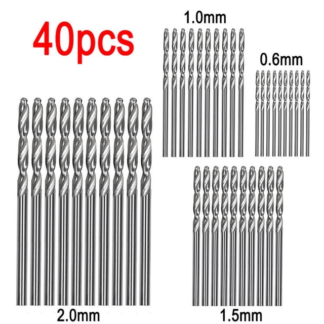 Drill Bit Set 40Pcs High Speed Steel Coated Bits for 1/15/2/25/3mm Precision Drilling Tools & Home Improvement 40PCS