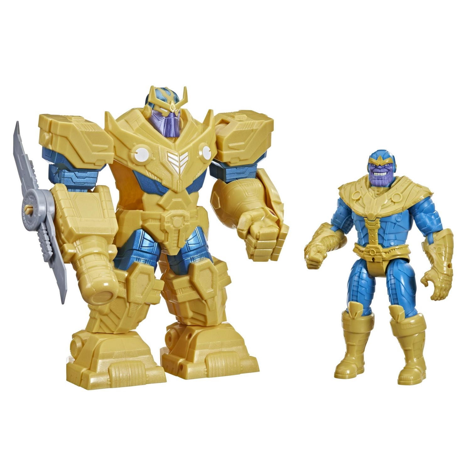 Hasbro Marvel Avengers Mech Strike, figurine articulée de 22,5 cm Thanos Armure d'infinité avec lame rotative, pour enfants, dès 4 ans