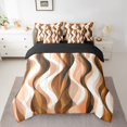 thumbnail image 2 of Erosebridal Literie Géométrique Mode Format Double, Ensemble de Lit Orange Format Double, Ensemble de Lit Réversible à Rayures Abstraites, Super Douillet Décoratif pour Chambre, 7 Pcs, 2 of 6