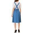 thumbnail image 3 of Unique Bargains Jupe Midi Plissée à Bretelles Rétro à Taille Élastique pour Femme Bleu Lac TG, 3 of 6