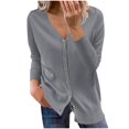 thumbnail image 1 of jsaierl Mode Femmes Boutons Manches Longues Décontracté Uni Court Manteau Cardigan Blouse, 1 of 4