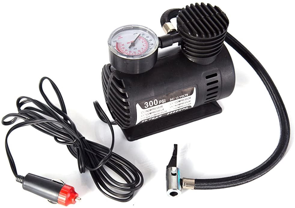Car Tire Inflator Auto Mini Air Compressor Tire Pump With Pressure Gauge For Car Bicycle