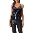 thumbnail image 1 of INSPIRE CHIC Camisole Courte à Paillettes pour Femme à Bretelles Spaghetti TP Bleu Multicolore, 1 of 6