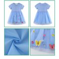 thumbnail image 4 of Big Kid Robe Fille Robe Serrée pour les Enfants Fille Toddler Filles Manches Courtes Tulle Papillon Imprimé Robe Clothes Filles Clothes (Bleu, 7-8 Ans), 4 of 7