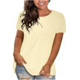 thumbnail image 2 of Blouses à Manches Courtes pour Femmes Mode pour Femmes Uni Col Rond T-Shirt à Manches Courtes Blouse Hauts Amples Femmes Hauts à Manches Courtes Femmes Blouse à Manches Courtes Hauts à Manches Courtes pour Femmes, 2 of 6