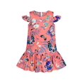 thumbnail image 1 of Robe Fille Épaules Dénudées Rose à Volants Coton Décontractée 4 Ans, 1 of 6