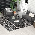 thumbnail image 2 of Outsunny Waterproof Outdoor Rug w/ Carry Bag, 8' x 10', Black White Clover, 2 of 10