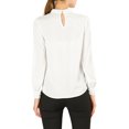 thumbnail image 3 of INSPIRE CHIC Women's Keyhole Stand Collar Pleated Back Button Blouse Tops, 3 of 7