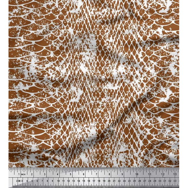 Soimoi Polyester Crepe Fabric Snake Animal Skin Print Fabric by The Yard 42 Inch Wide