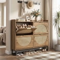 thumbnail image 3 of Conate Rattan Shoe Cabinet with 4 Flip Drawers, Modern 40 Pair Shoe Storage Cabinet for Entryway with Hidden Golden Handles, 3 of 13