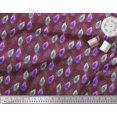 thumbnail image 2 of Soimoi Purple Poly Georgette Fabric Peacock Feather Printed Craft Fabric by the Yard 52 Inch Wide, 2 of 3