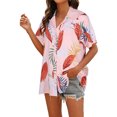 thumbnail image 2 of Innerwin Shirts Short Sleeve Ladies Blouse Holiday Lapel Neck Elegant Tops Figure 6 S, 2 of 7