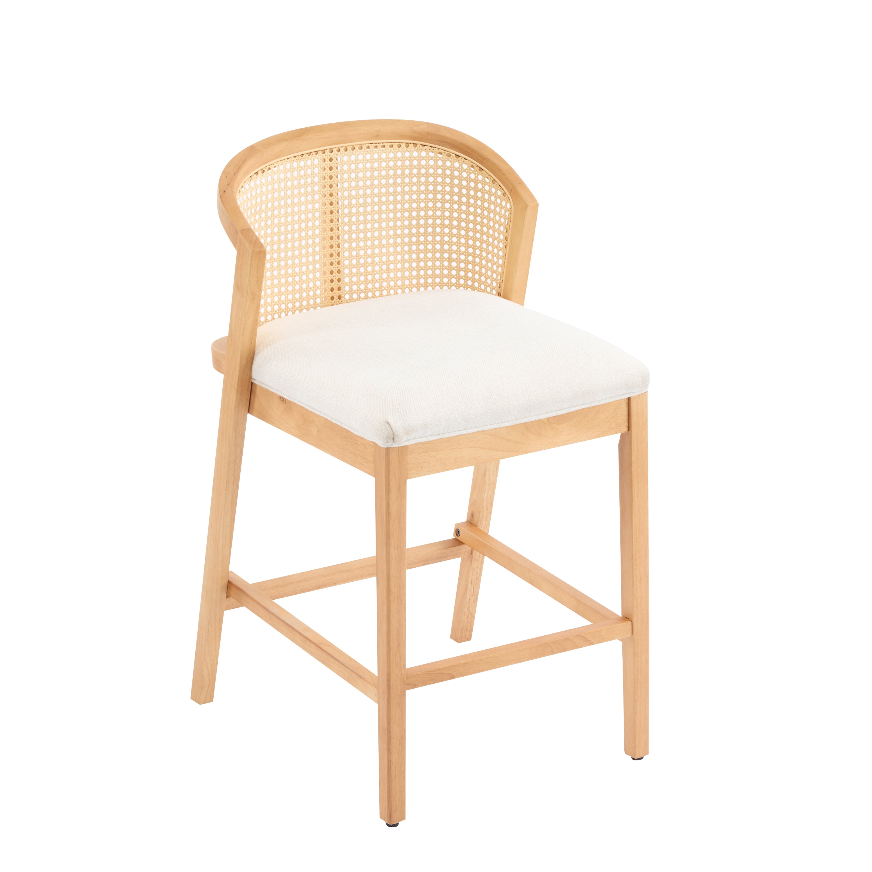 Ensemble de 2 tabourets de bar en bois Tatti de Noble House, revêtement beige, naturel et beige