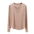 thumbnail image 1 of Haut de Pyjama en Modal pour Femmes 2025 Été T-Shirts à Col Rond Chandails à Manches Longues Coupe Décontractée Vêtement de Nuit Confort Tenue d'Intérieur Ultra Doux Chemise de Nuit Texturée, 1 of 4