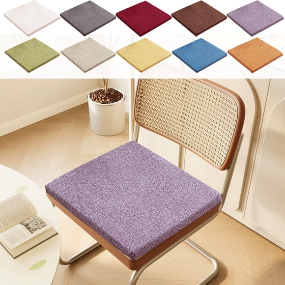 Coussin de Chaise de Salle à Manger 40x40 cm Coussin d'Assise Épais - Lin Lavable, Éponge Douce, Attaches Antidérapantes, Housse - Coussin d'Assise de Chaise de Salle à Manger pour la Maison et le Bureau