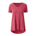 thumbnail image 2 of Birdeem Hauts d'Été pour Femmes Col en V Uni Manches Courtes Amples T-Shirt Blouse, 2 of 5