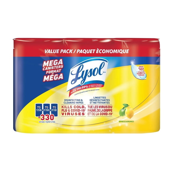 Lysol Disinfecting Wipes, Citrus, 3x110