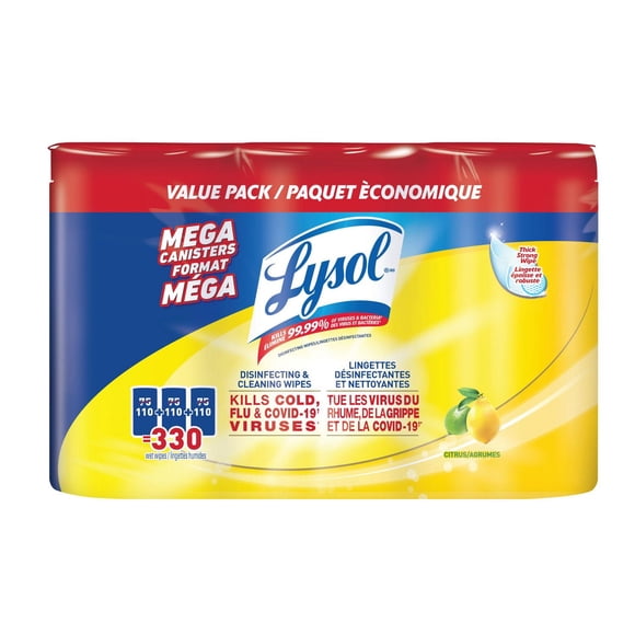 Lysol Disinfecting Wipes, Citrus, 3x110
