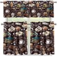 thumbnail image 1 of Brown Coffee Kitchen Curtain Valance and 36" Tiers Set of 3 Soft Cafe Curtains with Rod Pocket Blackout Drape Window Set for Home Window Fall Decorations,Size M, 1 of 4