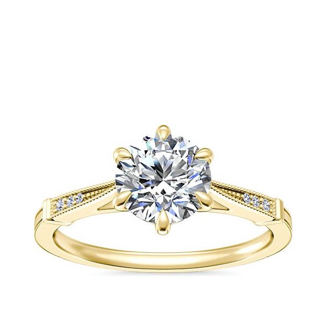 0.55 Carat Excellent Round Cut Real Diamond New Design Solitaire Ring for Wedding Solid 18K Yellow Gold Size 11