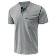 thumbnail image 3 of Dvkptbk Hommes Manches Courtes Décontracté Mode Col Rond Chandail Boutons T-Shirt Blouse en Liquidation, 3 of 5