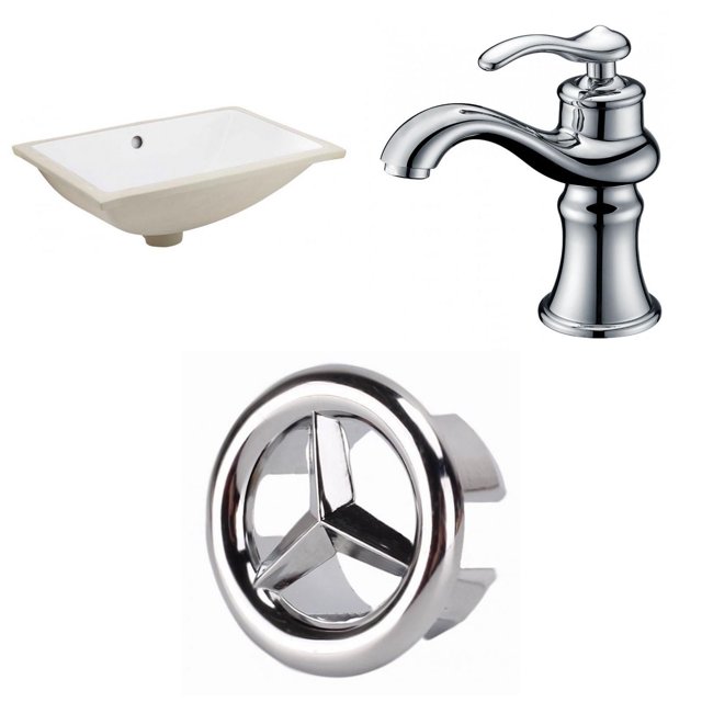 American Imaginations 18.25-in. W CUPC Rectangle Bathroom Undermount Sink Set In White - Chrome Hardware AI-26785
