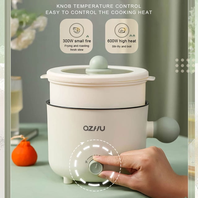 stanreset Electric Cooker Non-Stick Pot Portable Travel Home Dormitory Bar Kitchen Green Single Layer