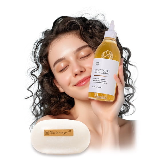 mimosu Rice Water Shampoo and Conditioner Set for Hair Growth, Apple Cider Vinegar Rinse, Sulfate-Free, Strengthens and Thickens, Korean Hair Care Product