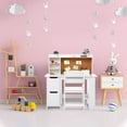 thumbnail image 3 of Functional Kids Vanity Desk Set – Study Table with Bookshelf, Bulletin Board & Cabinets for Ages 3-8 – Ideal for Homework & Learning – White Color, 3 of 8