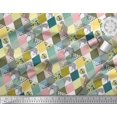 thumbnail image 3 of Soimoi Moss Georgette Fabric Leopard & Argyle Patchwork Printed Fabric 1 Yard 42 Inch Wide, 3 of 3