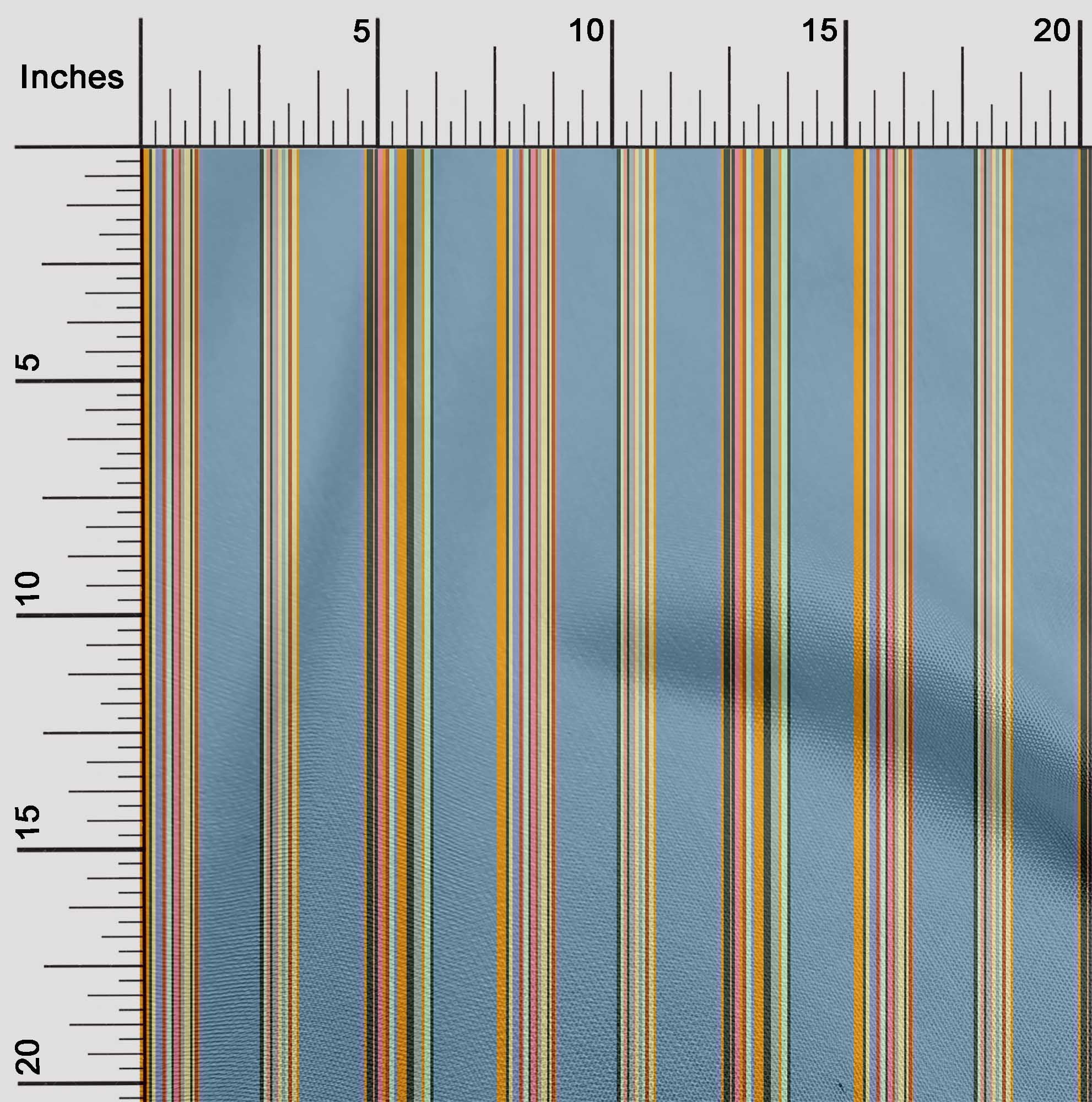 oneOone Tissu en Coton Cambric Multicolore à Rayures Tissu au Mètre 56 Pouces de Large