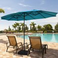 thumbnail image 1 of Gymax Parasol Jumeau de Patio Double Face de 15 Pi, Parasol de Marché Extra-Grand avec Base, Turquoise, 1 of 9