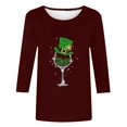 thumbnail image 4 of T-Shirt Imprimé pour Dames, Col Rond, Manches Trois-Quarts, Manches 3/4, Coupe Ample, 4 of 6