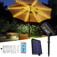 thumbnail image 1 of Solar Umbrella Light, Outdoor Patio LED, Remote Control String Lights, USB Rechargeable Sunshade Lamp, 8 Clip 3.9ft Warm White, Garden/Beach/Patio, 1 of 9