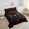 thumbnail image 4 of Moth Down Comforter Gothic Skull Floral Queen Comforter Set,Extoic Boho Decor Bedding Set Red Rose for Gilrs Women Lover Quilt Set, 4 of 7