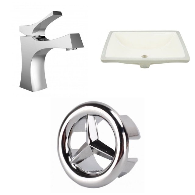 American Imaginations 20.75-in. W CSA Rectangle Bathroom Undermount Sink Set In Biscuit - Chrome Hardware AI-26963
