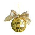 thumbnail image 1 of Gold 2 Inches Gold Christmas Ball With Bow Flocked Ornament For Holiday Tree Decoration, 1 of 6