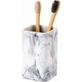 thumbnail image 1 of Toothbrush Holder, Marble Look Resin Toothpaste Makeup Brushes Razors Holder Vanity Bathroom Countertop Organizer Accessories Tumbler Stand, 1 of 9