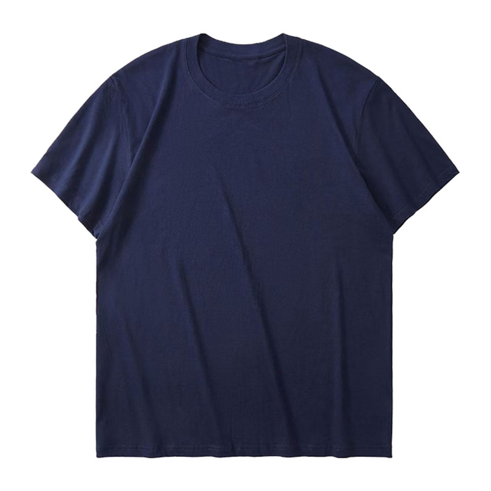 Posijego T-Shirts en Coton pour Hommes T-Shirts Basiques à Manches Courtes T-Shirts d'Été Décontractés pour Hommes T-Shirts à Col Rond pour Hommes Couleur Unie