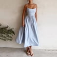 thumbnail image 2 of Robe Longue à Bretelles Spaghetti Échancrée pour Femme, Décontractée, Sans Manches, Maxi, Femmes (Bleu TTG), 2 of 4