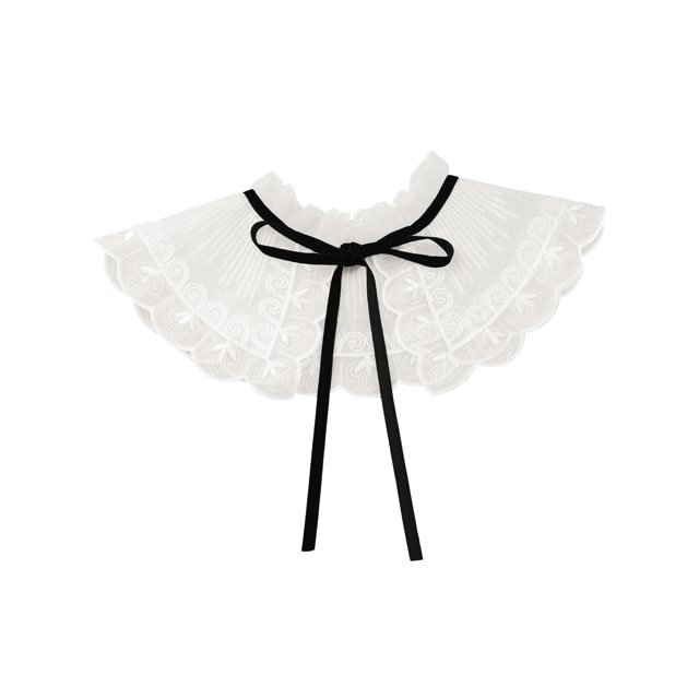 INSPIRE CHIC Collier Détachable Faux, Mini Cape Col Ras du Cou Faux Dickey pour Blouse Blanc-1(Lacets Noirs)