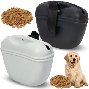 Dog Treat Pouch, 2 Pack Silicone Dog Treat Bag Dog Training Treat Pouch with Magnetic Closure and Waist Clip
